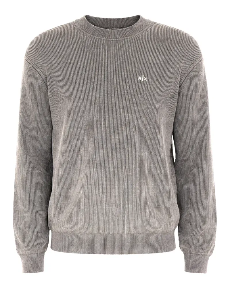 Armani Exchange logo-embroidered ribbed sweater - Grau Grau