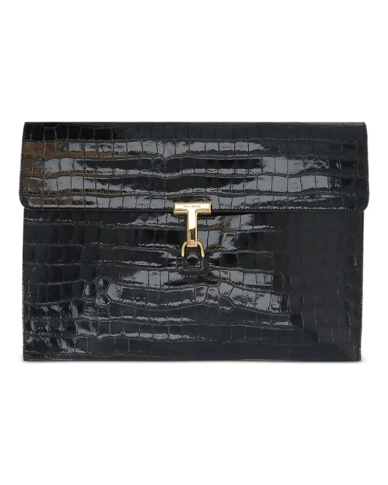 Tom Ford Clutch In Kroko Optik Schwarz