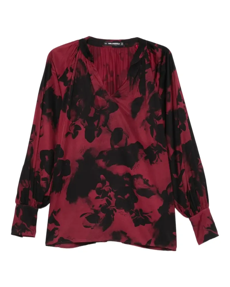 Karl Lagerfeld floral-print V-neck blouse - Rot Rot