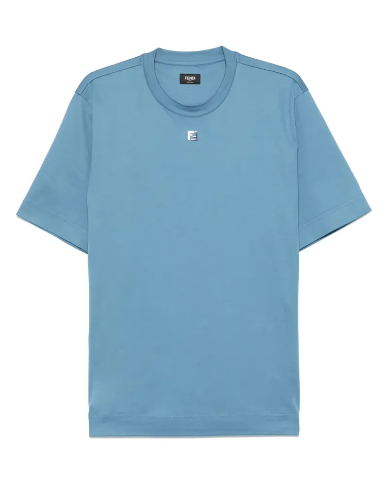 Fendi T-Shirt mit Logo-Schild - Blau Blau