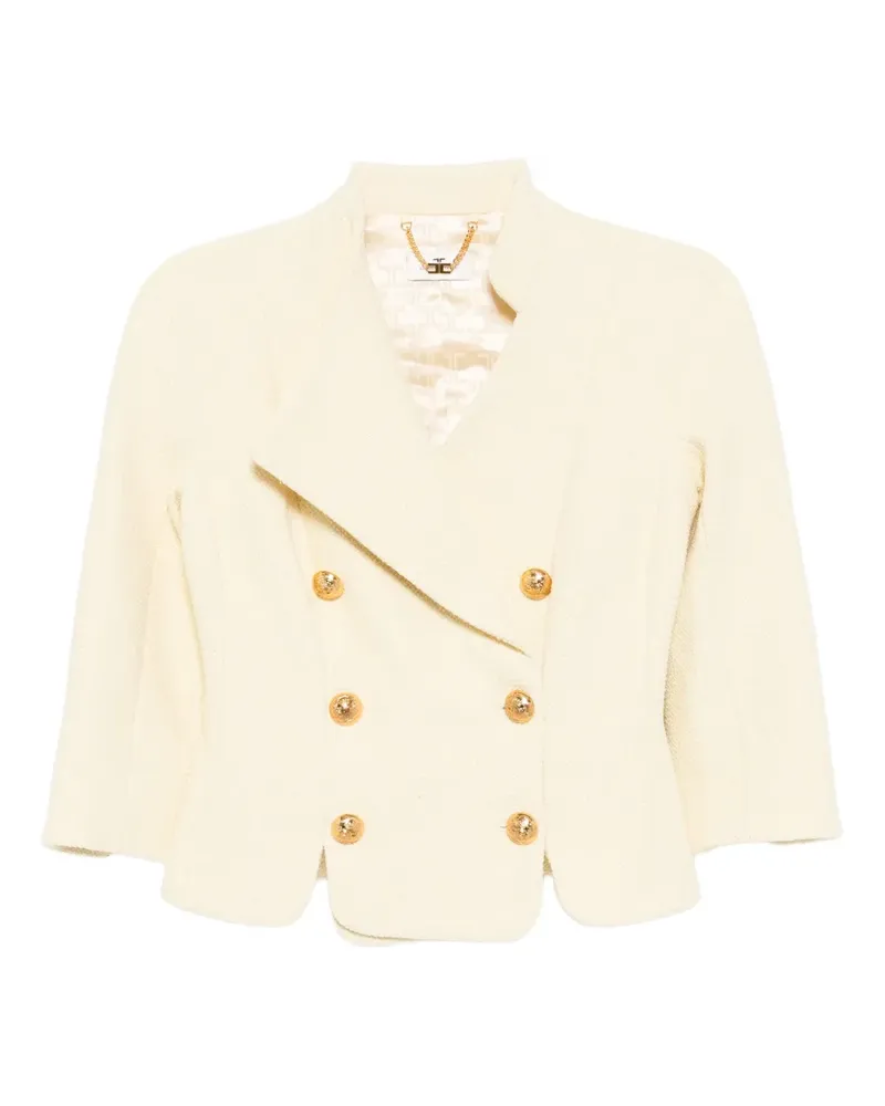 Elisabetta Franchi Tweed-Jacke mit Zierknöpfen - Gelb Gelb