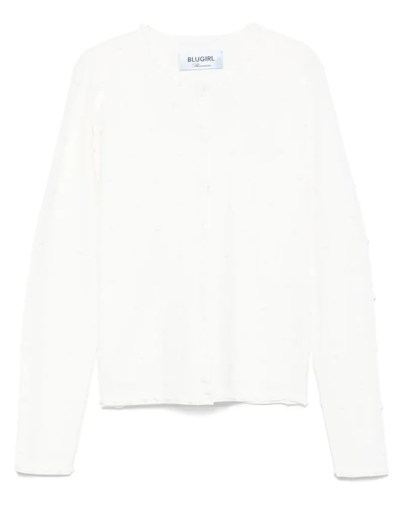 Blumarine Set aus Tanktop und Cardigan mit Blumenapplikation - Weiß Weiß