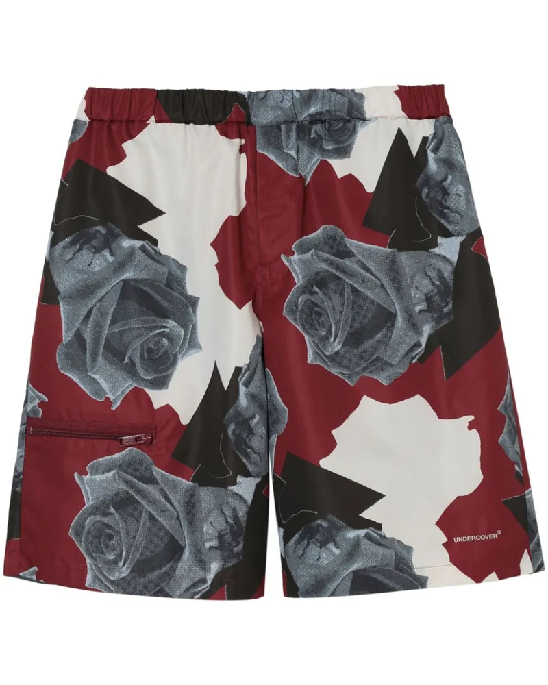 Undercover Taftshorts mit Rosen-Print - Rot Rot