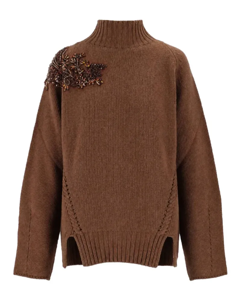 Ermanno Scervino bead-embellished high-neck sweater - Braun Braun