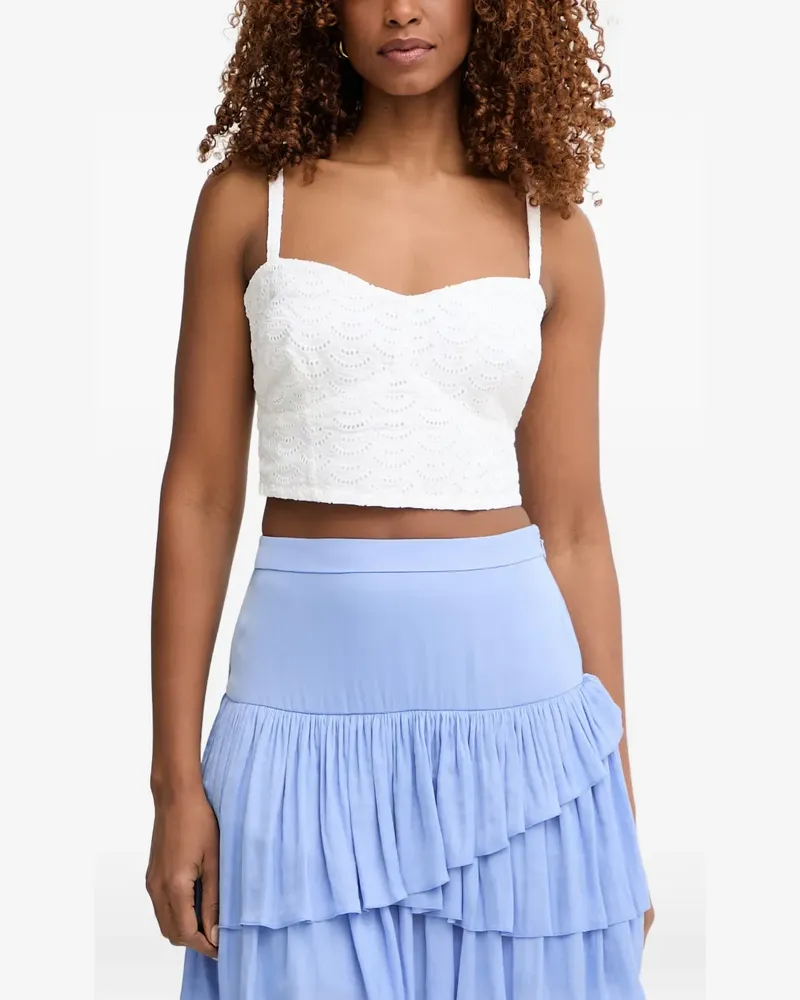 Guess broderie-anglaise smocked top - Weiß Weiß