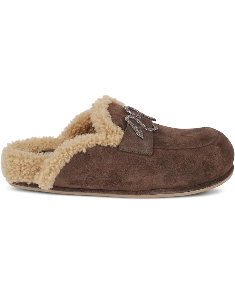 René Caovilla Slipper mit Shearling-Futter - Braun Braun