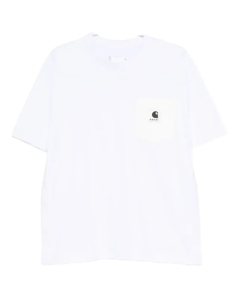 Sacai T-Shirt mit Logo-Patch - Weiß Weiß