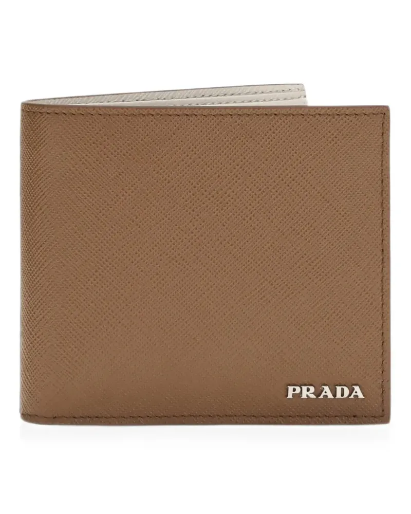 Prada logo-plaque leather wallet - Braun Braun