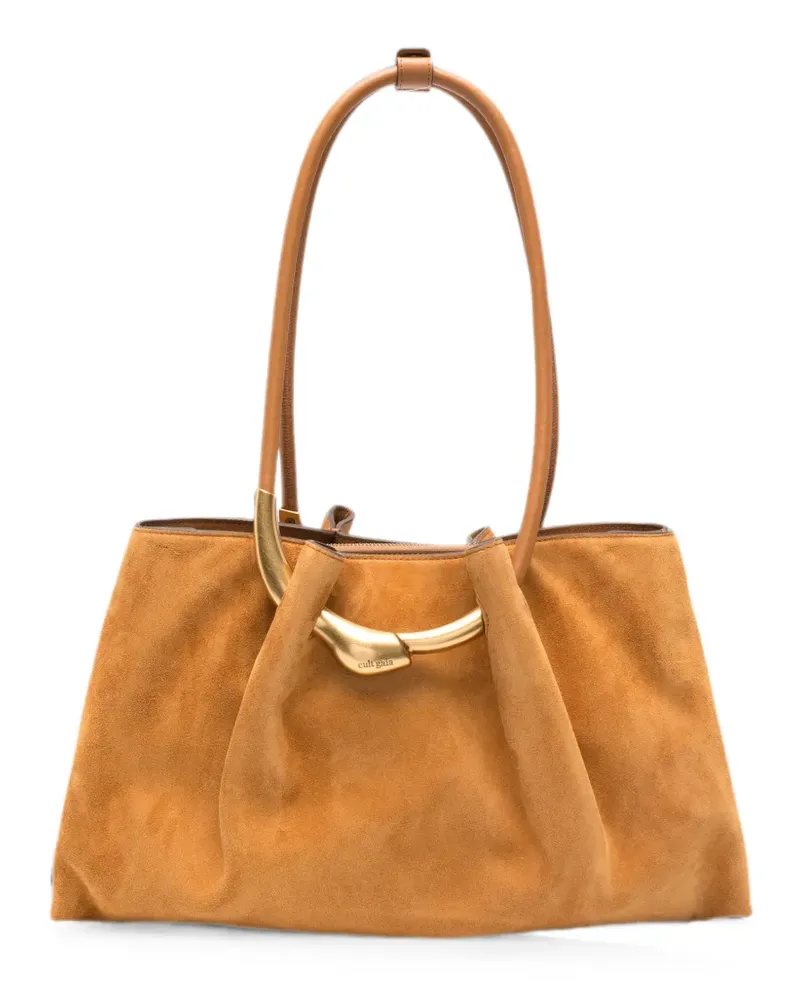 Cult Gaia sculptural-hardware suede shoulder bag - Braun Braun