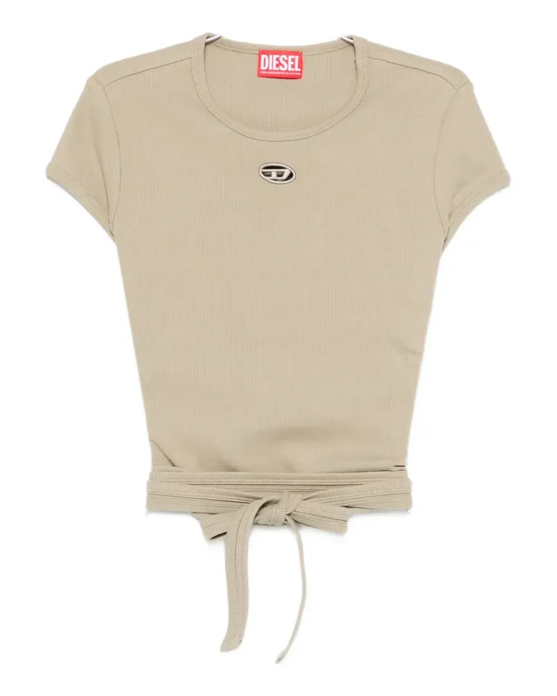 Diesel T-Bunny-Tail tie-detail T-shirt - Nude Nude