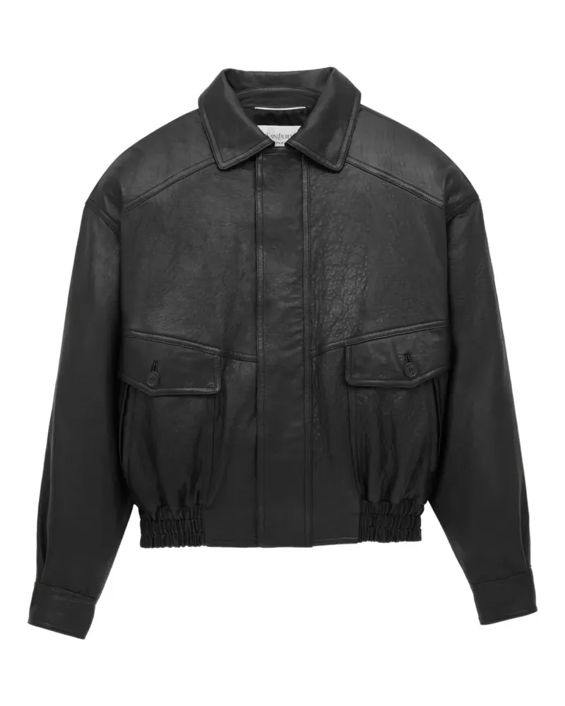 Saint Laurent Bomberjacke aus Leder - Schwarz Schwarz