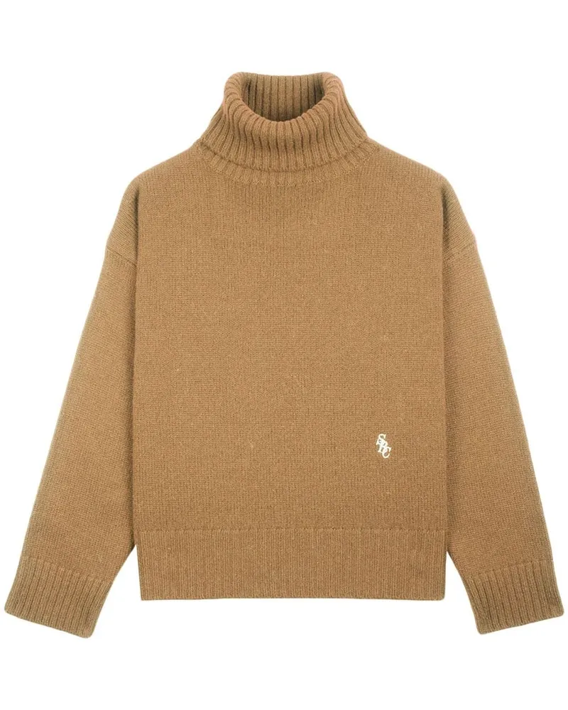 SPORTY & RICH Pullover mit Logo-Stickerei - Braun Braun