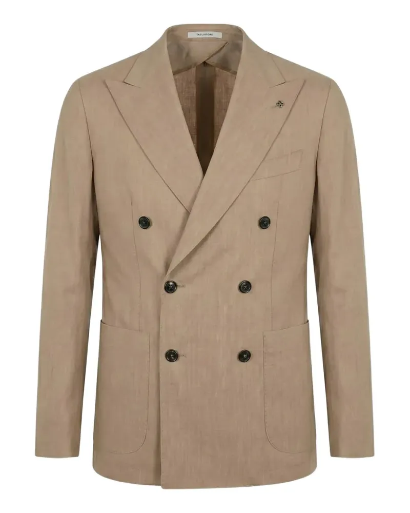 Tagliatore Montecarlo double-breasted linen blazer - Nude Nude
