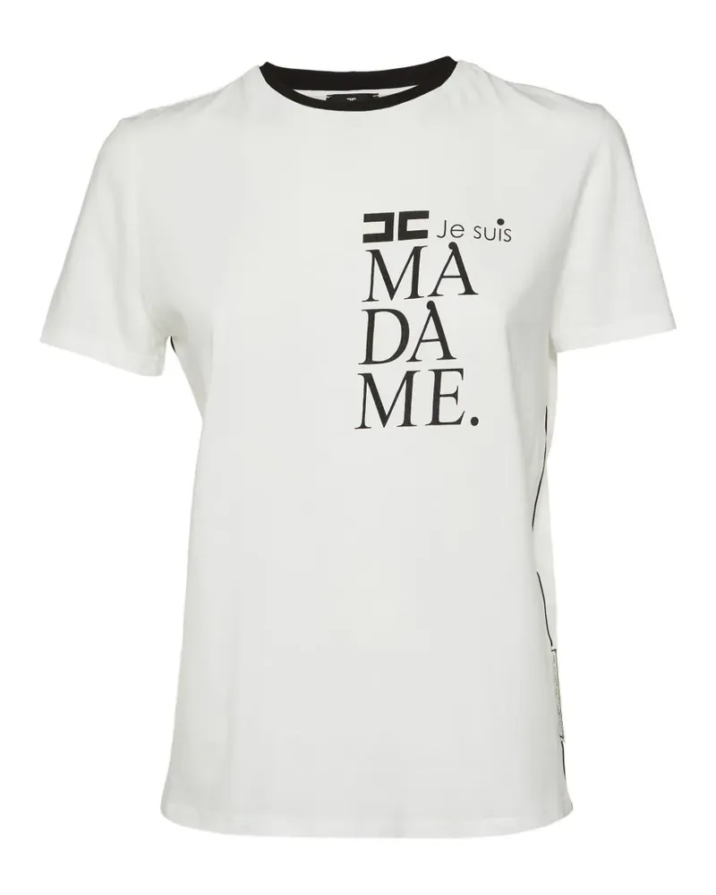 Elisabetta Franchi logo-print crew-neck T-shirt - Weiß Weiß