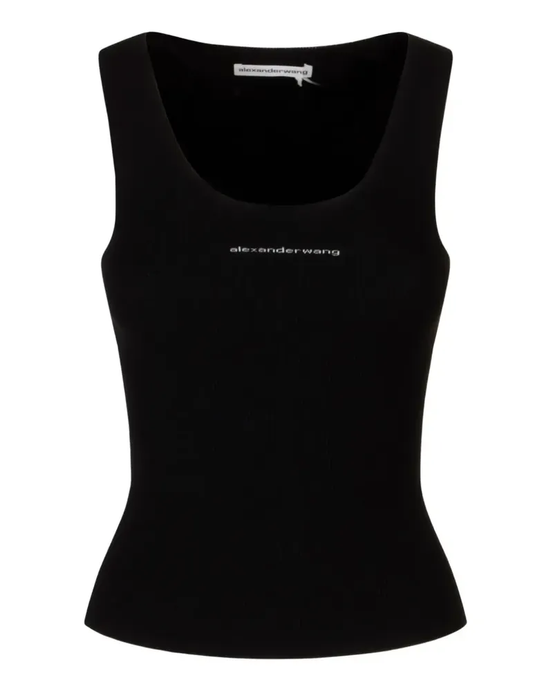 Alexander Wang Geripptes Oberteil mit Logo - Schwarz Schwarz