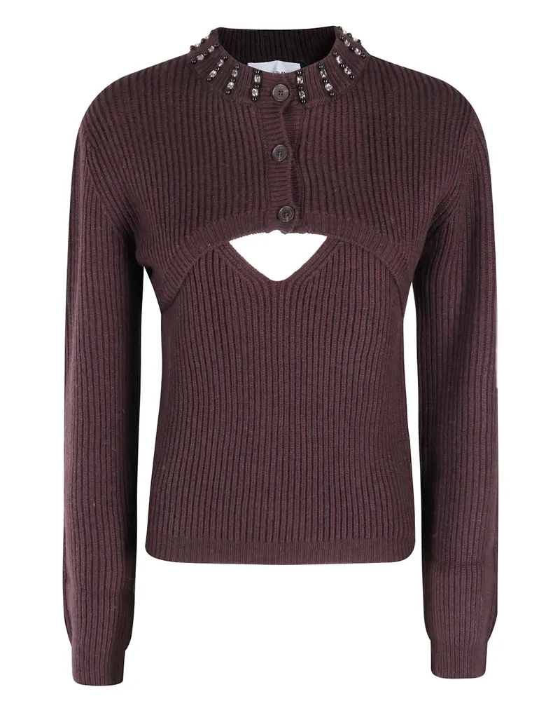 Isabelle Blanche Verzierter Pullover mit Cut-Out - Braun Braun