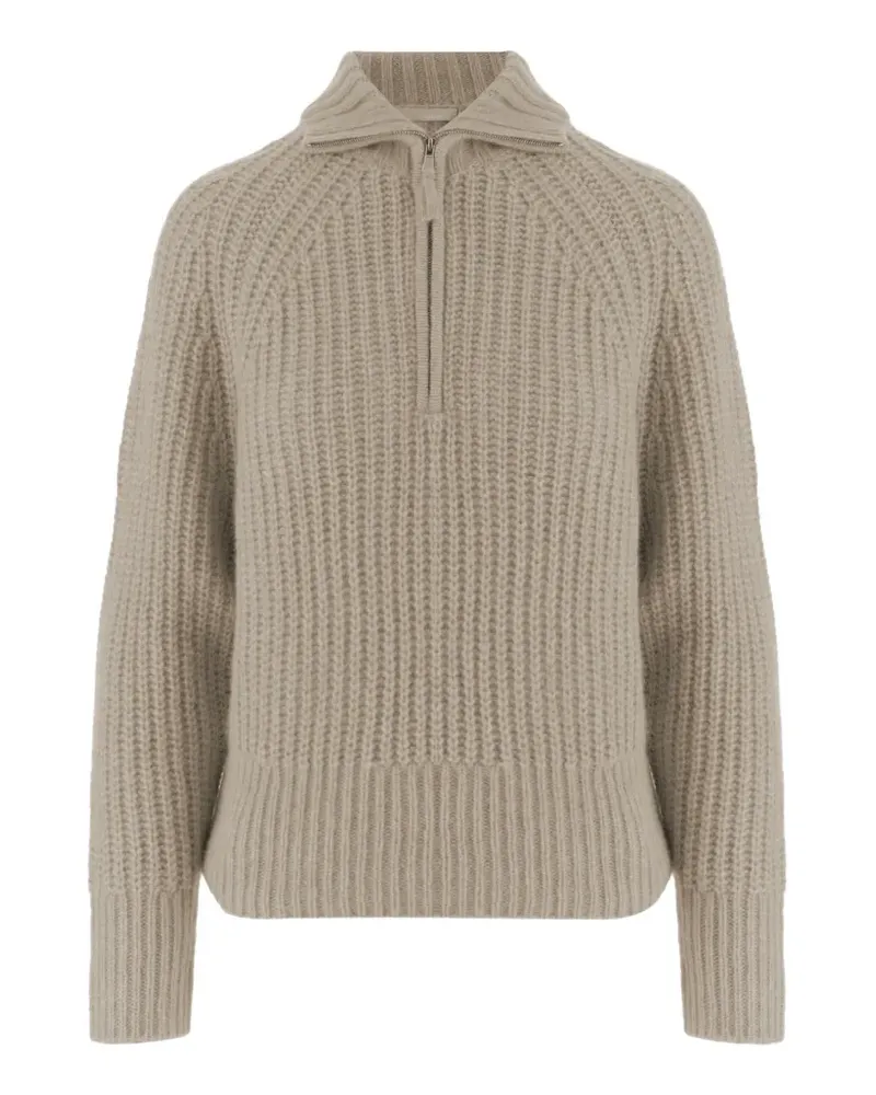 ALLUDE Gerippter Pullover mit Reißverschluss - Nude Nude