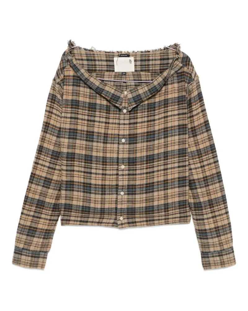 R13 plaid off-the-shoulder shirt - Nude Nude