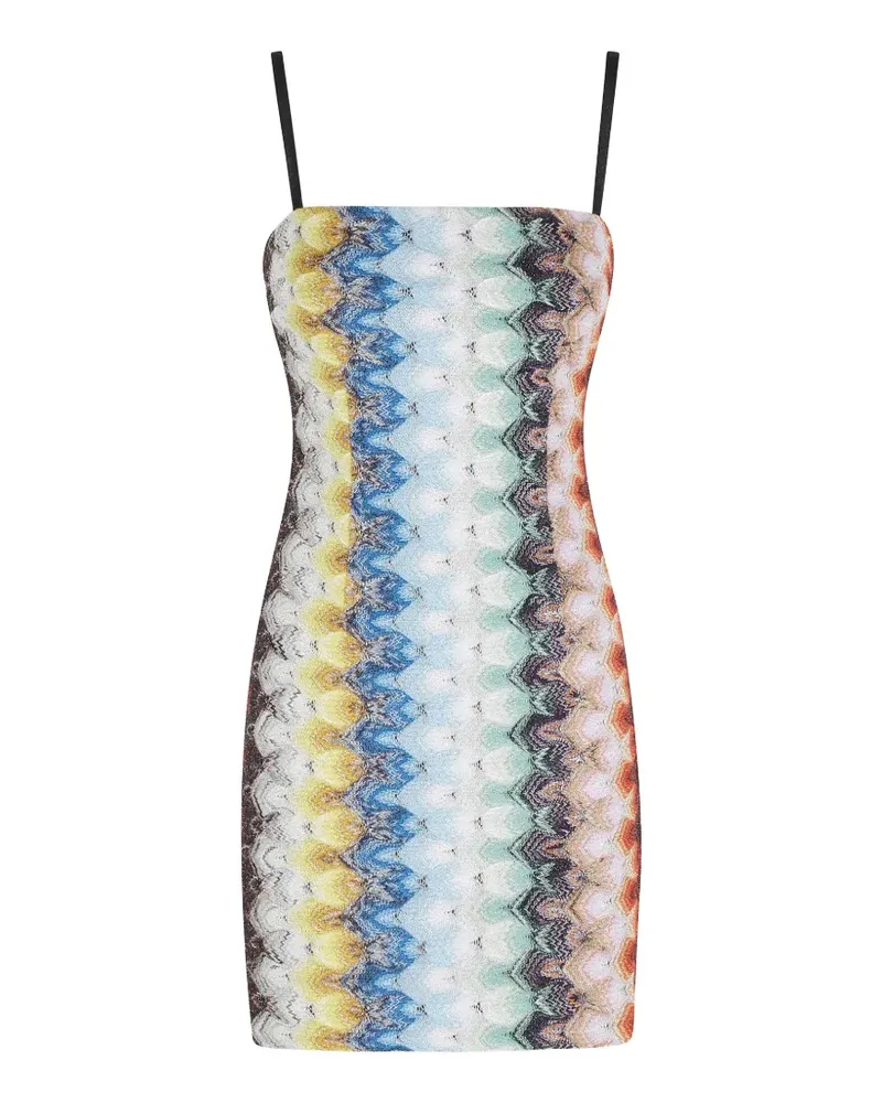 Missoni square-neck zigzag-pattern mini dress - Blau Blau