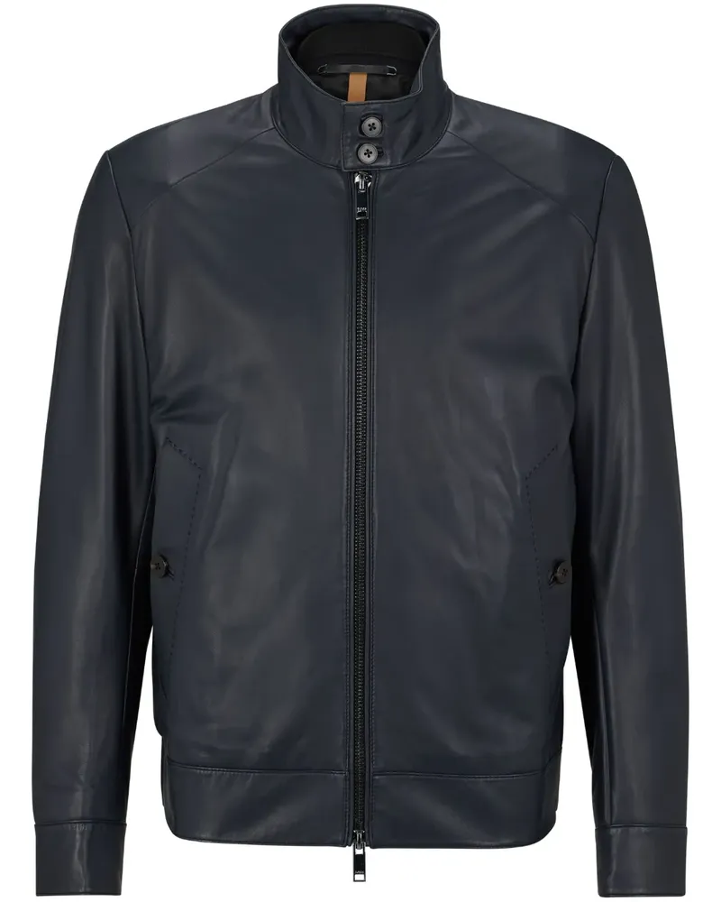 HUGO BOSS Lederjacke mit Reißverschluss - Schwarz Schwarz