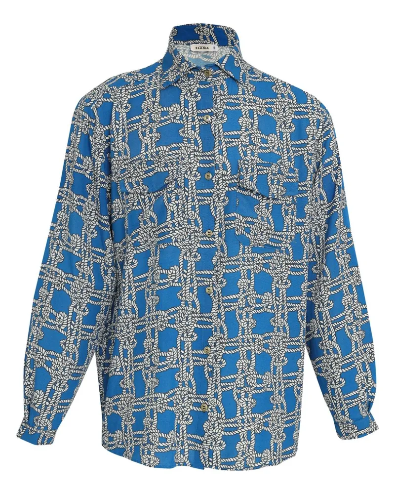 Amir Slama Hemd mit grafischem Print - Blau Blau