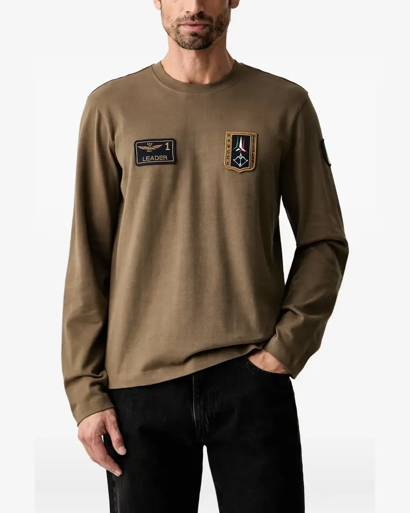 Aeronautica Militare patch-detail long-sleeve T-shirt - Braun Braun