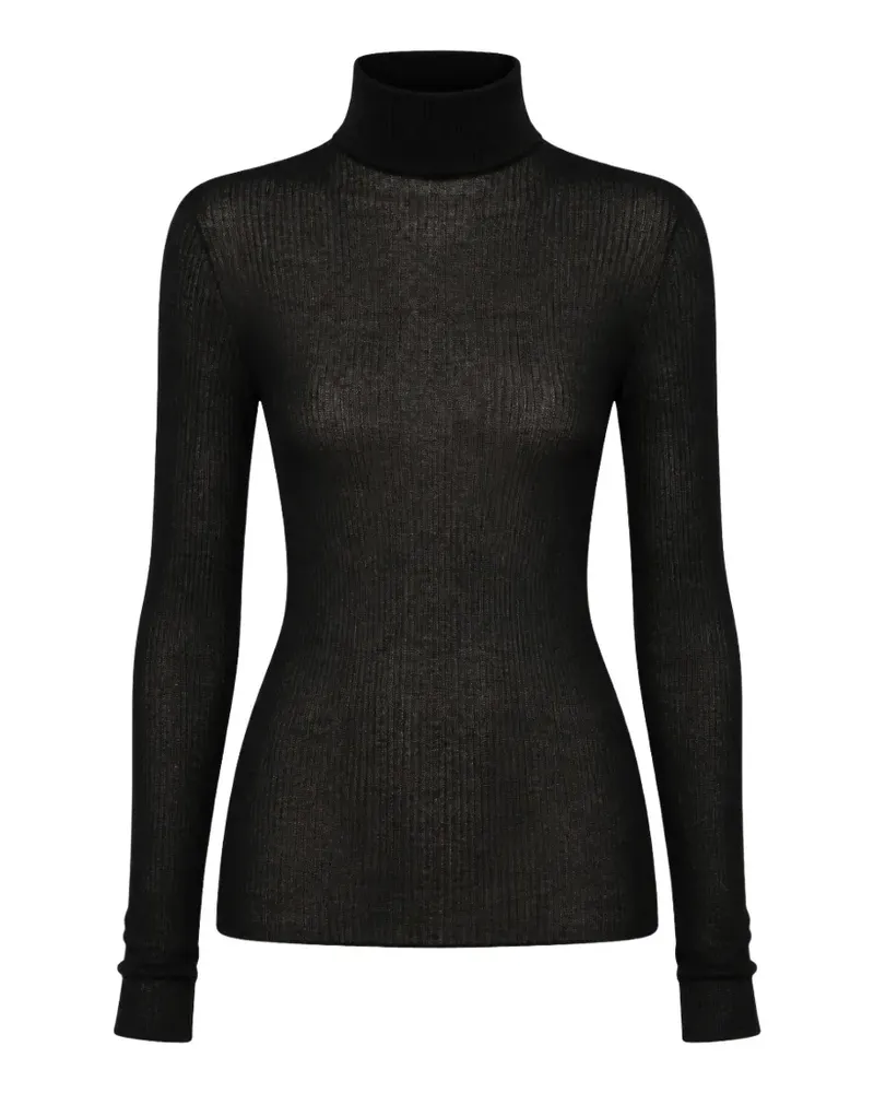 Liviana Conti Gerippter Rollkragenpullover - Schwarz Schwarz