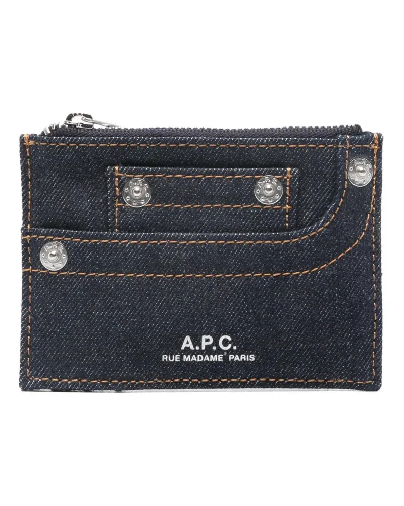 A.P.C. logo-print denim wallet - Blau Blau