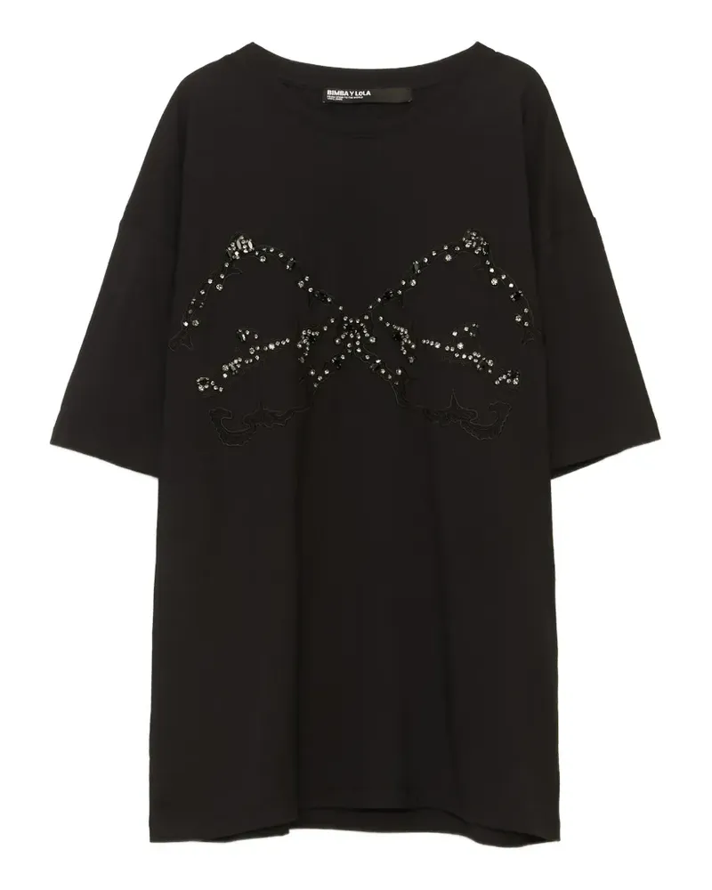 BIMBA Y LOLA Oversized-T-Shirt mit schwarzen Steinen Schwarz