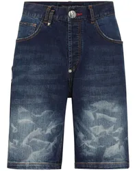 Philipp Plein Jeans-Shorts mit Logo-Applikation Blau