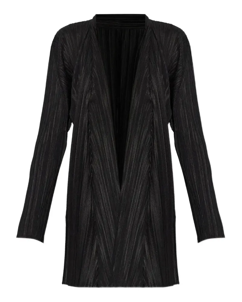 Issey Miyake pleated cardi-coat - Schwarz Schwarz