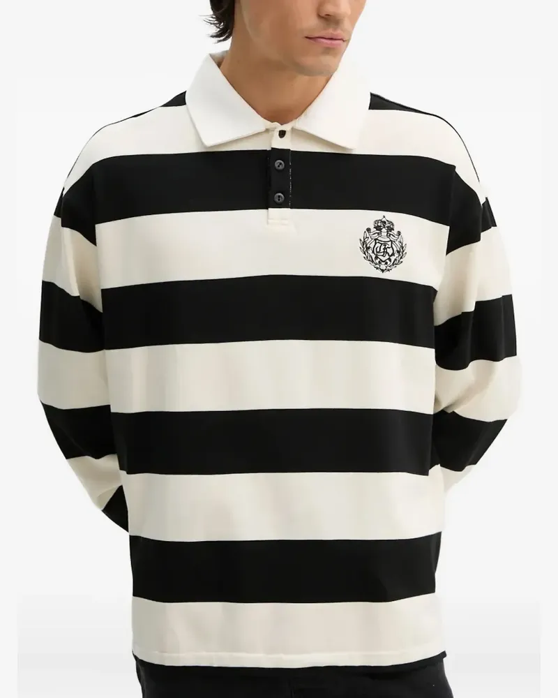 The Kooples Gestreiftes Polohemd - Schwarz Schwarz