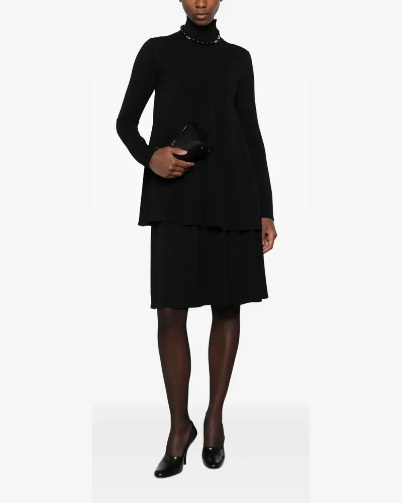 Totême ribbed-waist pleated midi skirt - Schwarz Schwarz