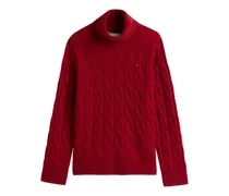 Rollkragenpullover mit Zopfmuster - Rot