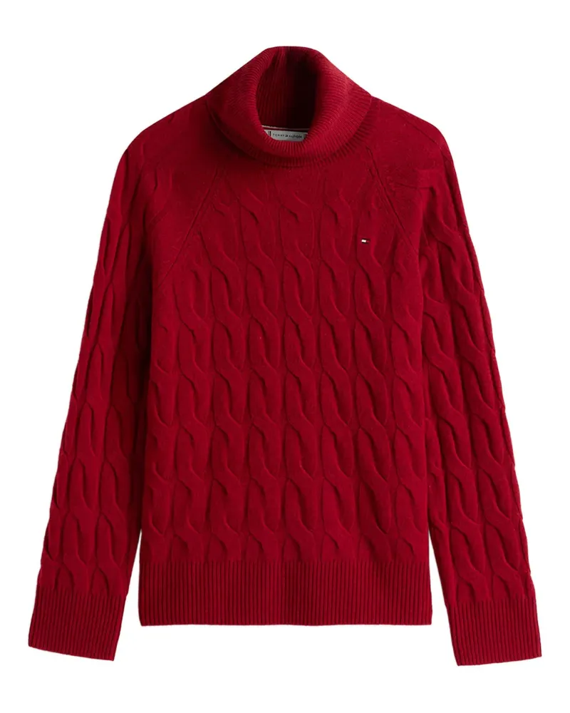 Tommy Hilfiger Rollkragenpullover mit Zopfmuster - Rot Rot