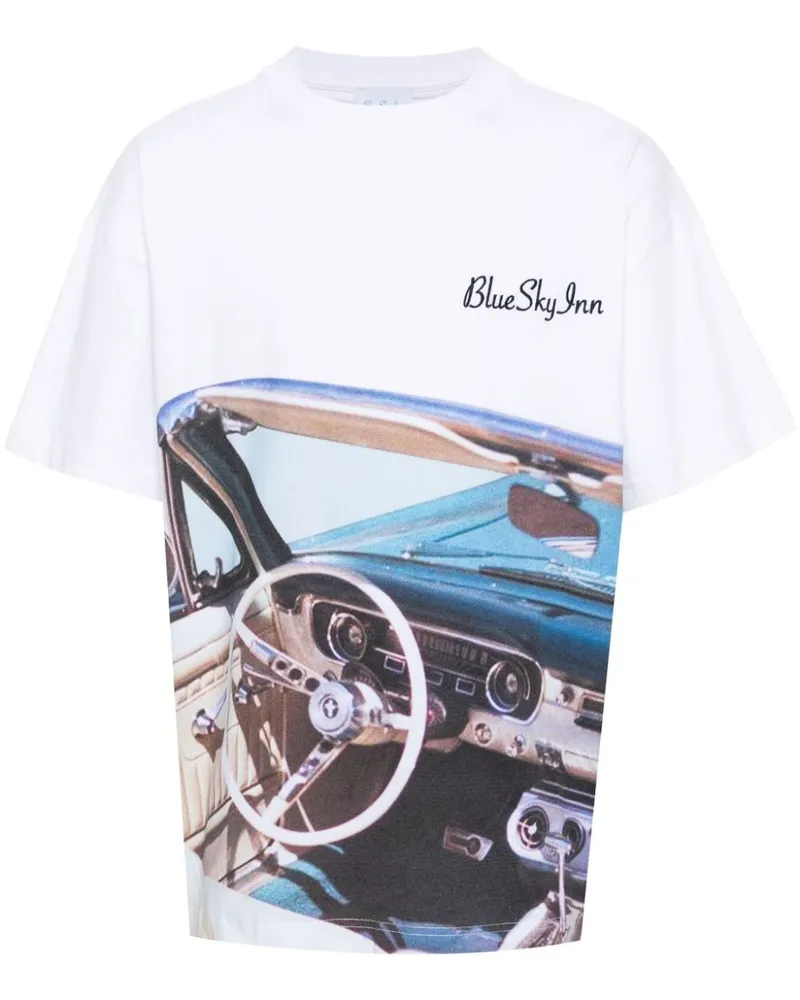 Blue Sky Inn T-Shirt mit Auto-Print Weiß