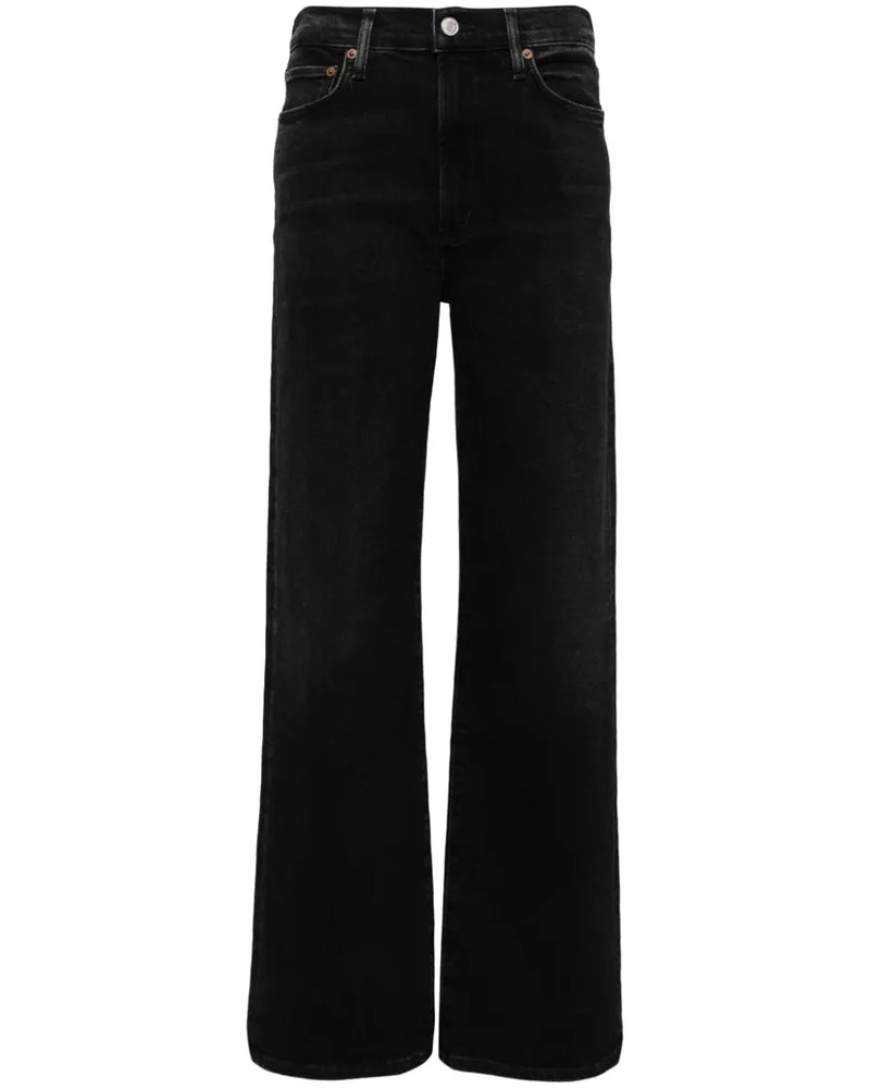 AGOLDE Halbhohe Straight-Leg-Jeans Schwarz