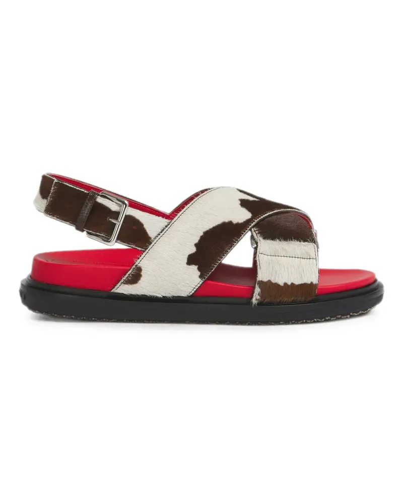 Marni white and brown cow-print ponyhair Fussbett - Braun Braun