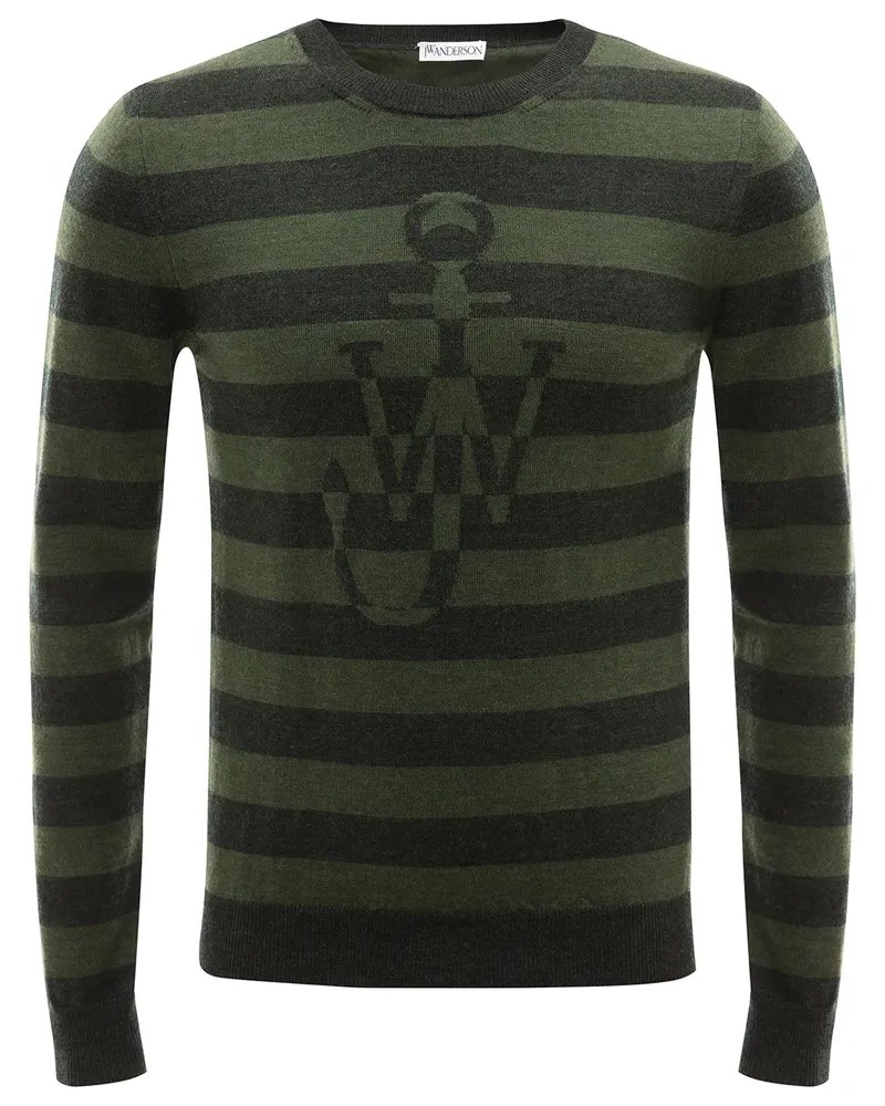 J.W.Anderson Gestreifter Pullover mit Logo - Grün Grün