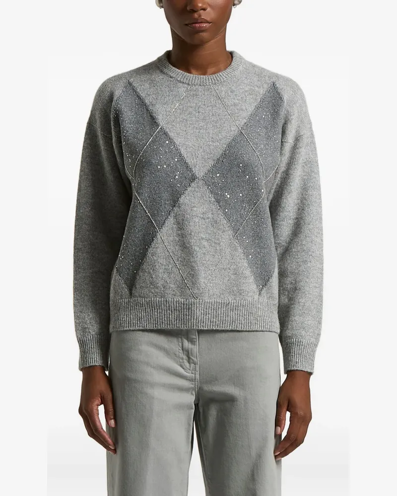 Peserico argyle embellished sweater - Grau Grau