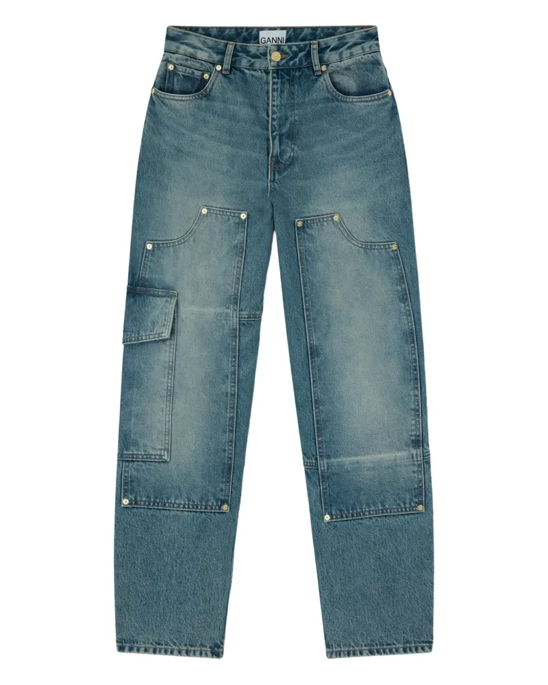 Ganni Jeans mit Kontrasteinsätzen - Blau Blau