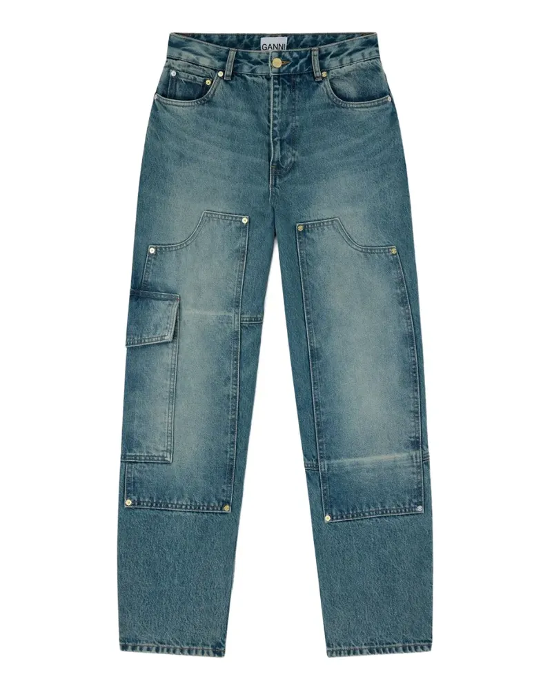 Ganni Jeans mit Kontrasteinsätzen - Blau Blau