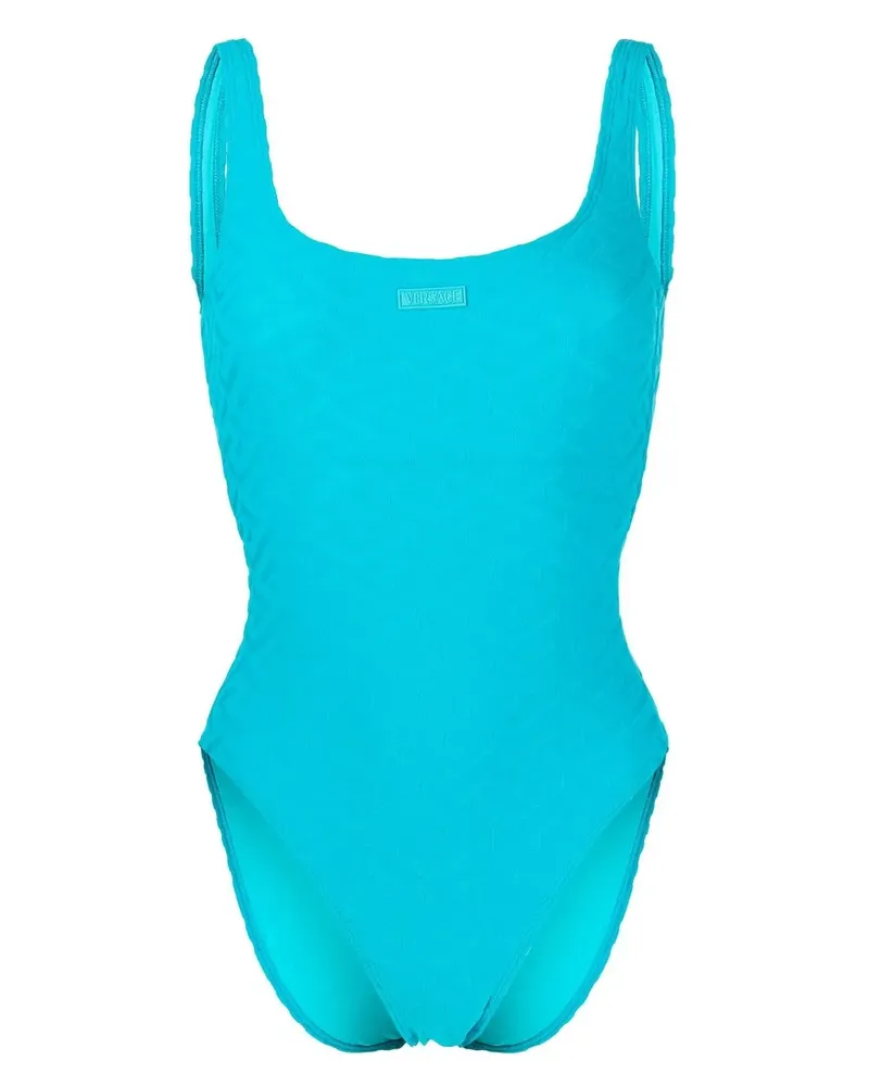 Versace Badeanzug mit Monogramm-Print - Blau Blau