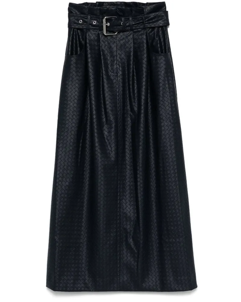 ROTATE Birger Christensen Midirock mit Paperbag-Taille - Blau Blau