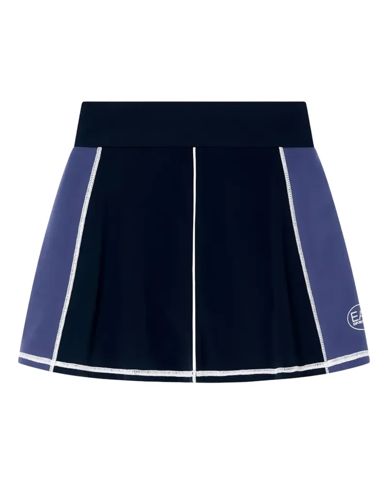 EA7 logo-print panelled mini skirt - Blau Blau