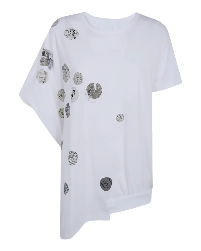 Yohji Yamamoto Angel asymmetric graphic-print T-shirt - Weiß Weiß