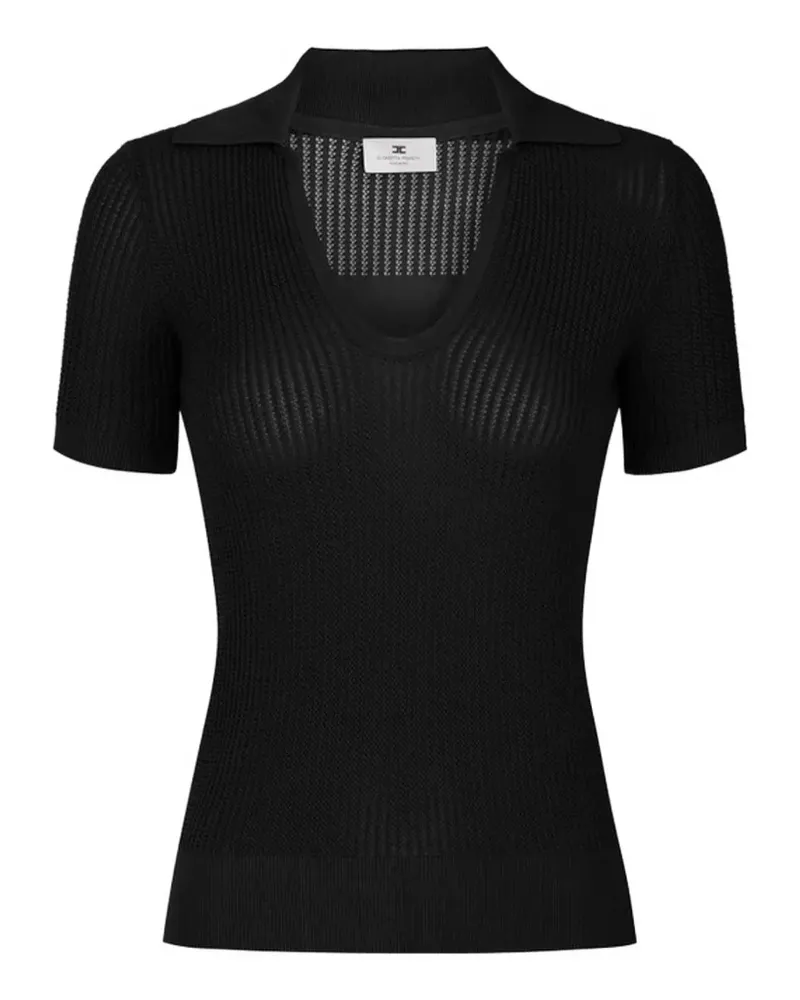 Elisabetta Franchi logo-print short-sleeve polo top - Schwarz Schwarz