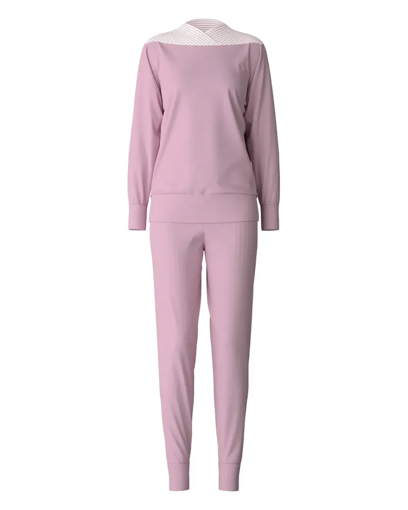 Calida Pyjama mit Streifendetail - Rosa Rosa