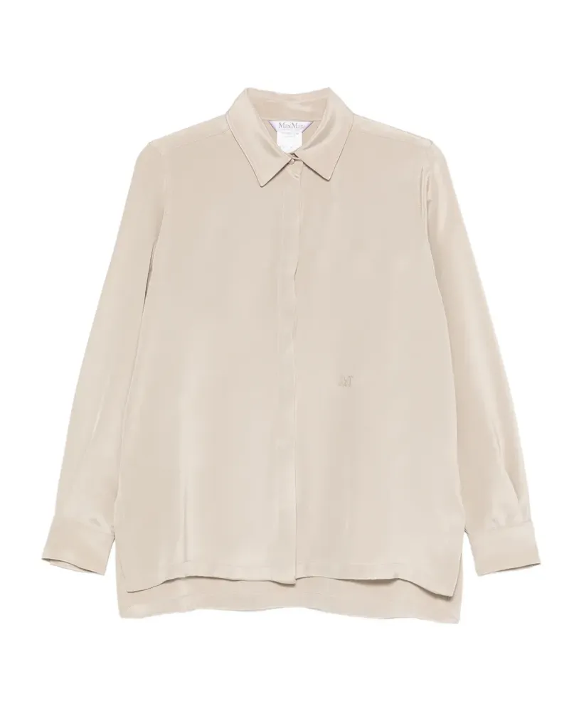 Max Mara Geranio embroidered-logo silk shirt - Nude Nude