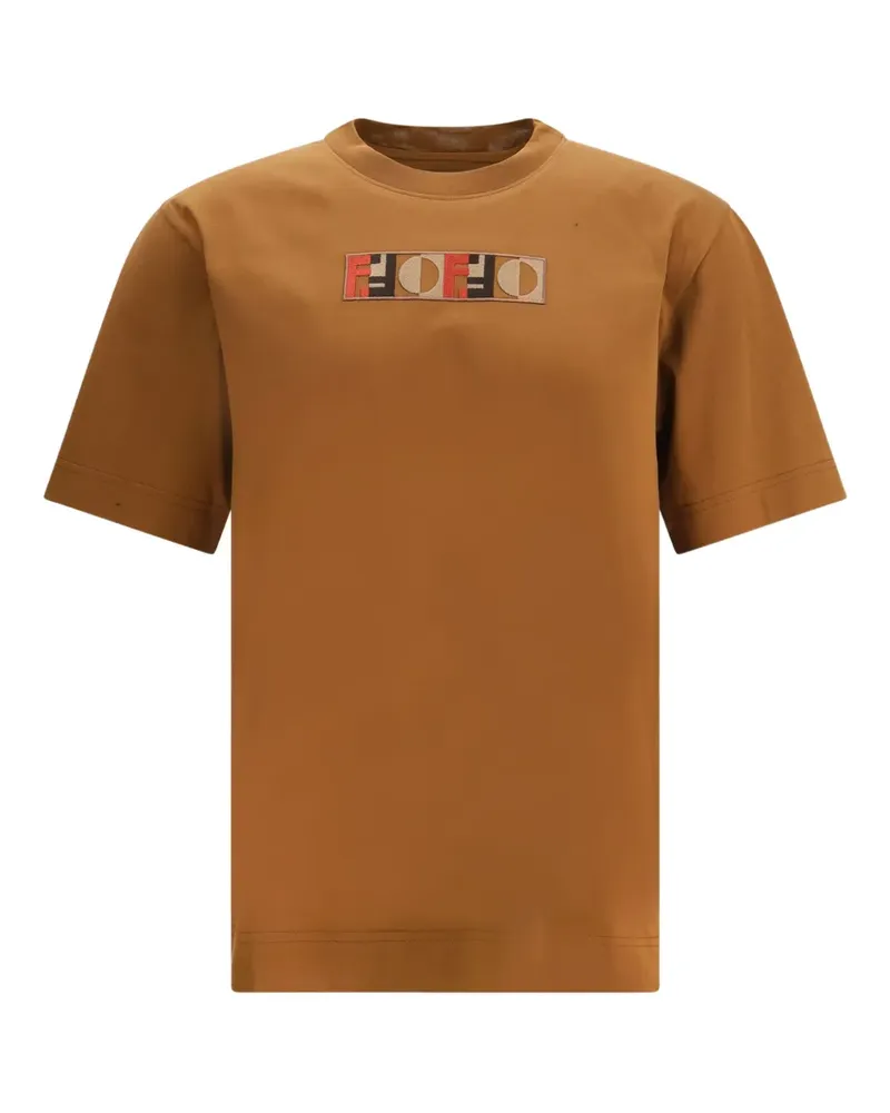 Fendi T-Shirt mit Logo-Stickerei - Braun Braun
